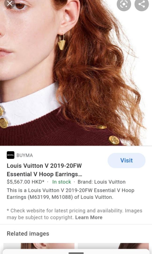 Louis Vuitton V 2019-20FW Essential V Hoop Earrings (M63199, M61088)