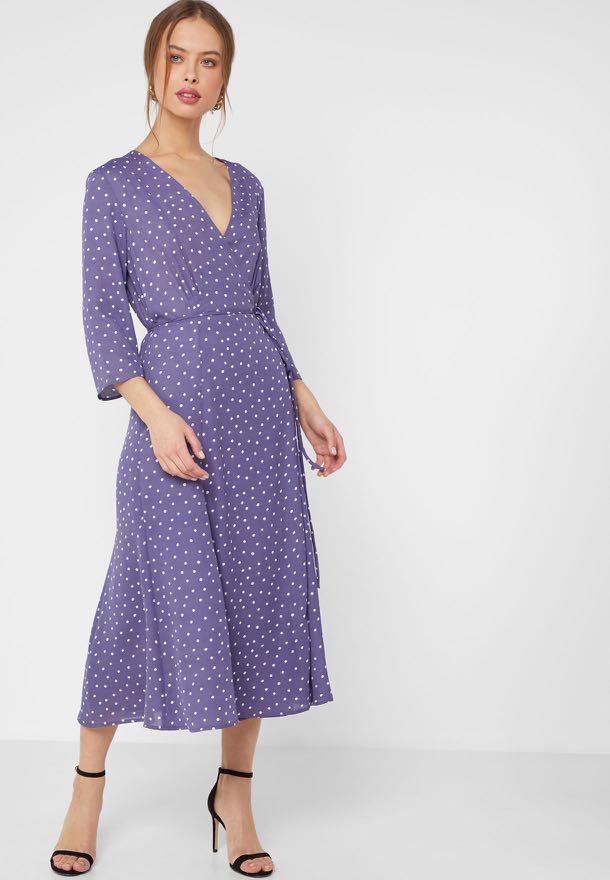 Mango polkadot Wrap dress Women s Fashion Muslimah Fashion Dresses on Carousell