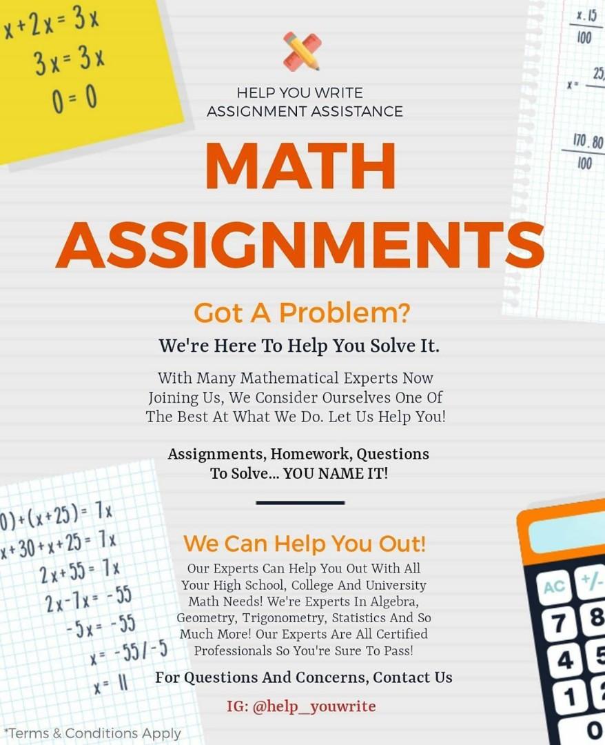 Mathematics Assignment Helper Coursework Assistance Exam Services Services Tuition On Carousell