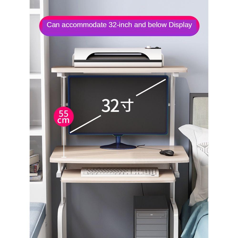 Movable 80cm Oak Color Computer/Study Table With Drawers, Furniture ...