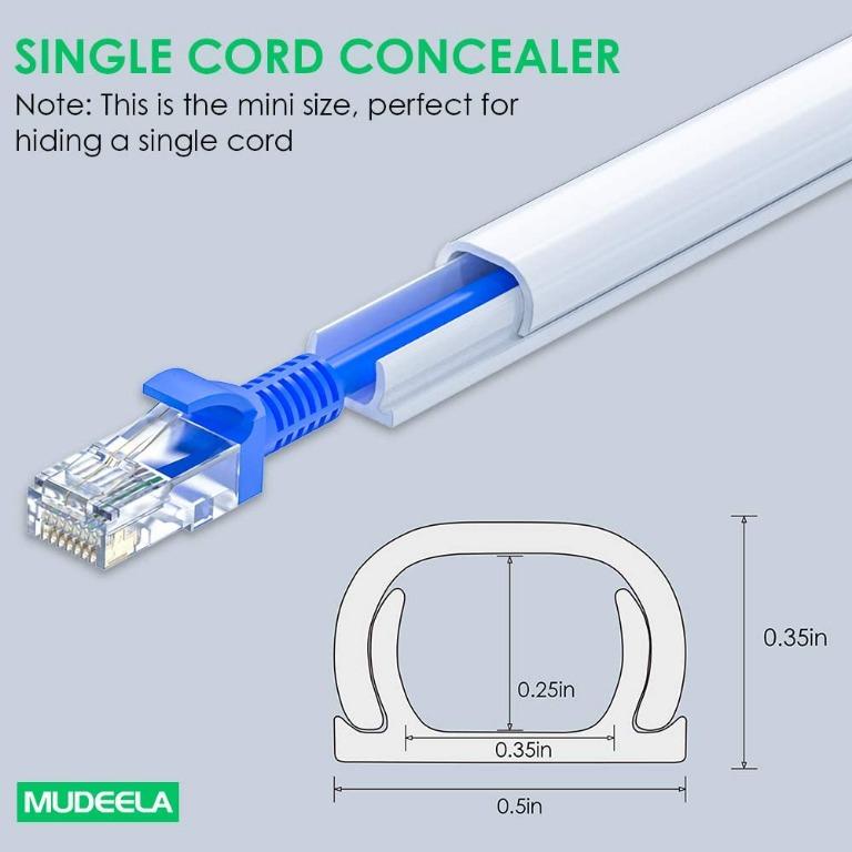 MUDEELA OneCord Cable Trunking, Mini Cable Cover, PVC Wire Molding