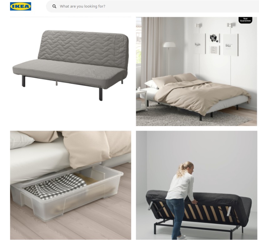 NYHAMN 3seat sofabed, with foam mattress Knisa grey, Furniture & Home