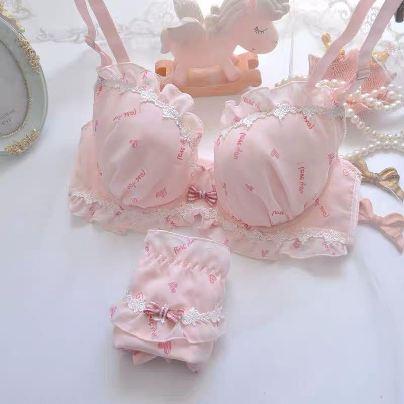 PLUS] cute pink bra set, Women's Fashion, New Undergarments & Loungewear on  Carousell