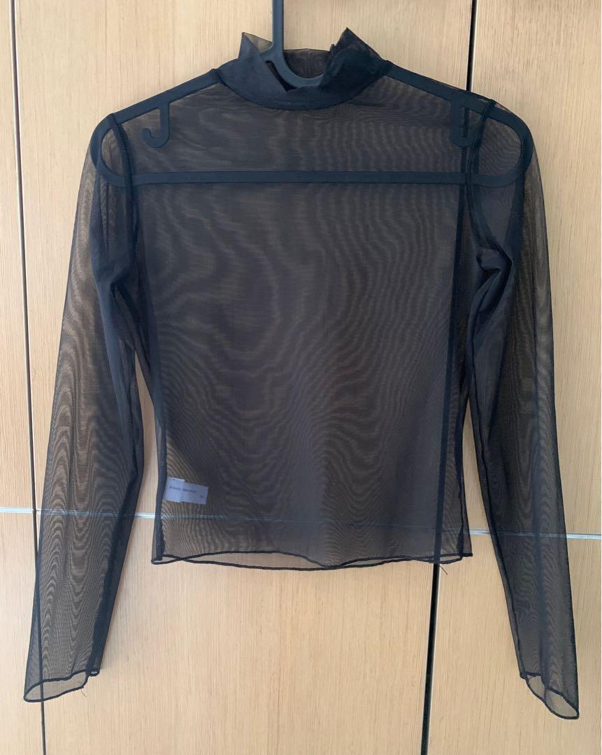 mesh mock neck top