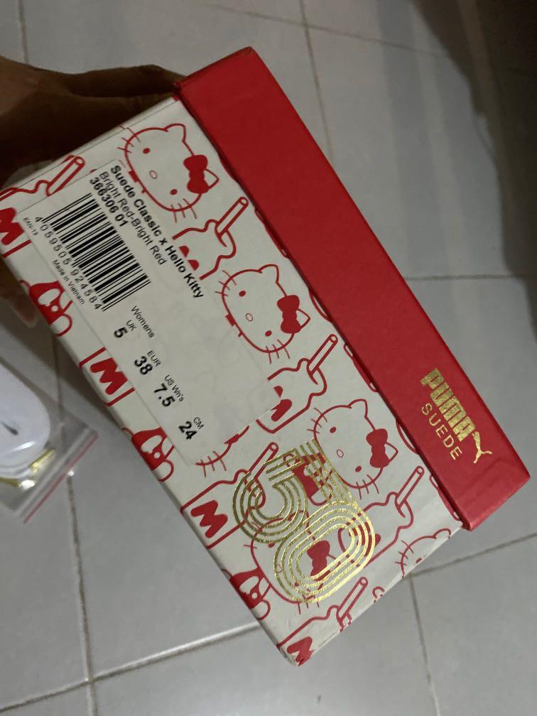 puma suede classic x bright red/bright red hello kitty
