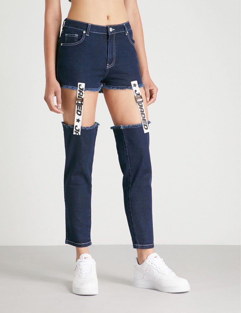 Tape Buckle Cut Out Jeans Women S Fashion Bottoms Jeans Leggings On Carousell