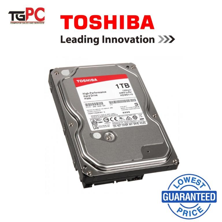 Toshiba HDWD110 High Performance P300 1TB SATA 3.5" Hard Disk Drive ...