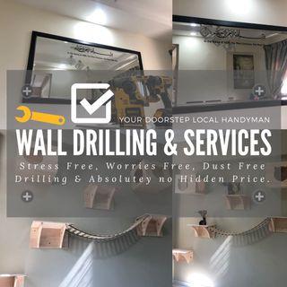 YOUR DOORSTEP LOCAL HANDYMAN WALL DRILLING & SERVICES, INSTALLING, DRILLING, MOUNTING, HOLE SAW, DRYWALL, FRAMES HANGING, CURTAINS TRACK OR ROD AND ETC