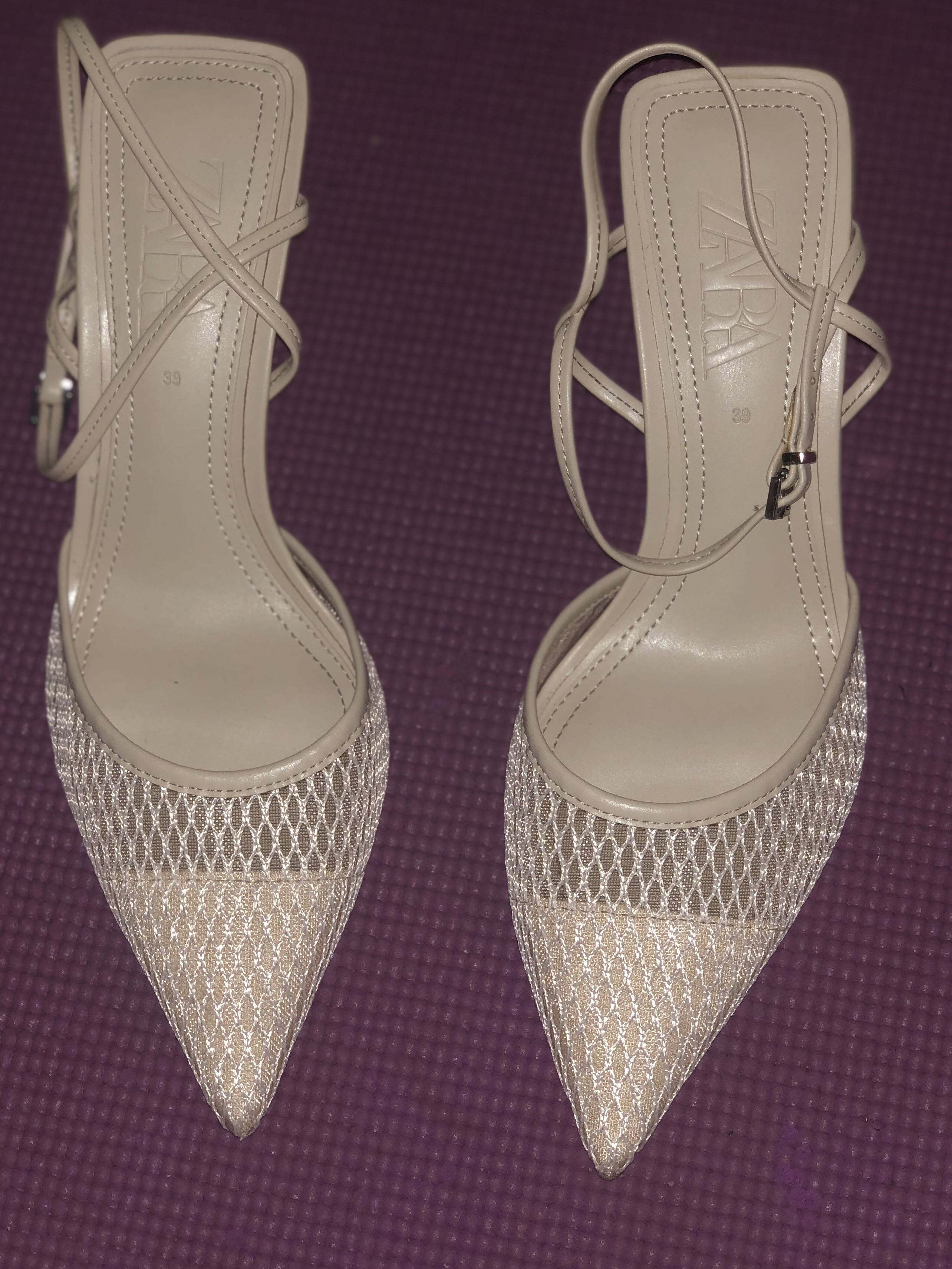 Zara Slingback Mesh Heel Women s Fashion Footwear Heels on