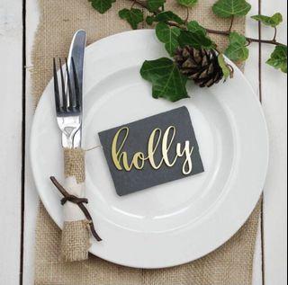 《訂製款》 DIY英文名座位桌面碟名牌 西式結婚婚宴婚禮拍攝裝飾適用 personalised wedding plate names 回禮禮物