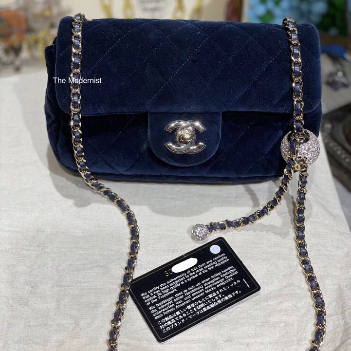 Blue velvet chanel bag best sale