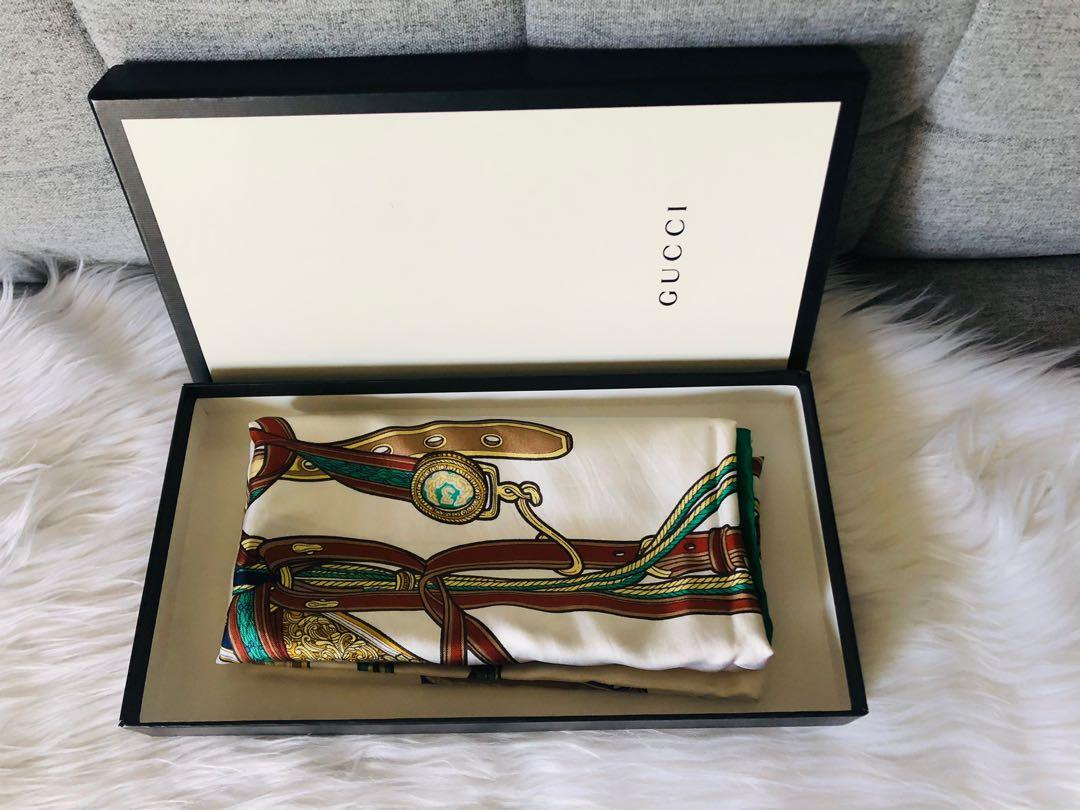 Authentic Gucci Silk Scarf design Horse bridles Napoleonic