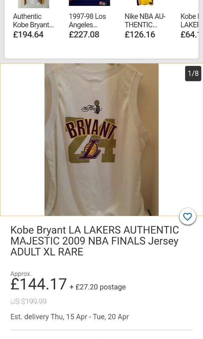 White kobe bryant majestic finals jersey Youth Large. Used With Slight  Fading.