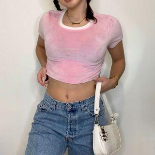 Baby Pink Velour Crop Baby Pink Velour Crop