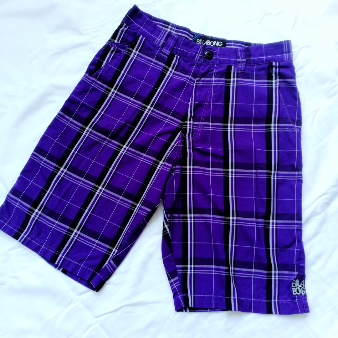 BILLABONG PURPLE PLAID MEN'S SHORTS 