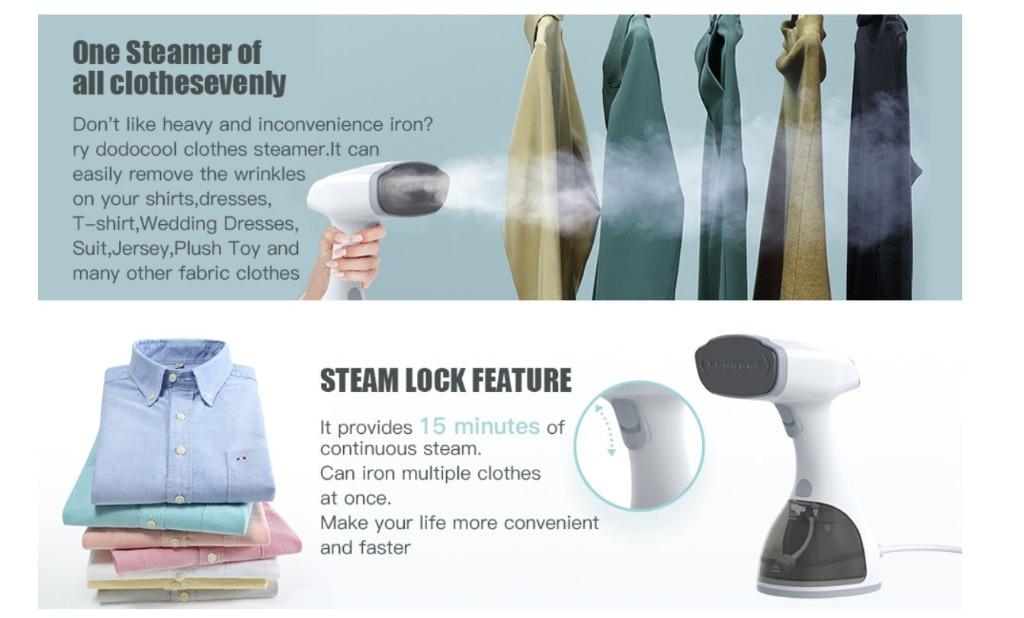 [BNIB] DODOCOOL (QH09) 350ML LCD Handheld Garment Steamer, Fast heating