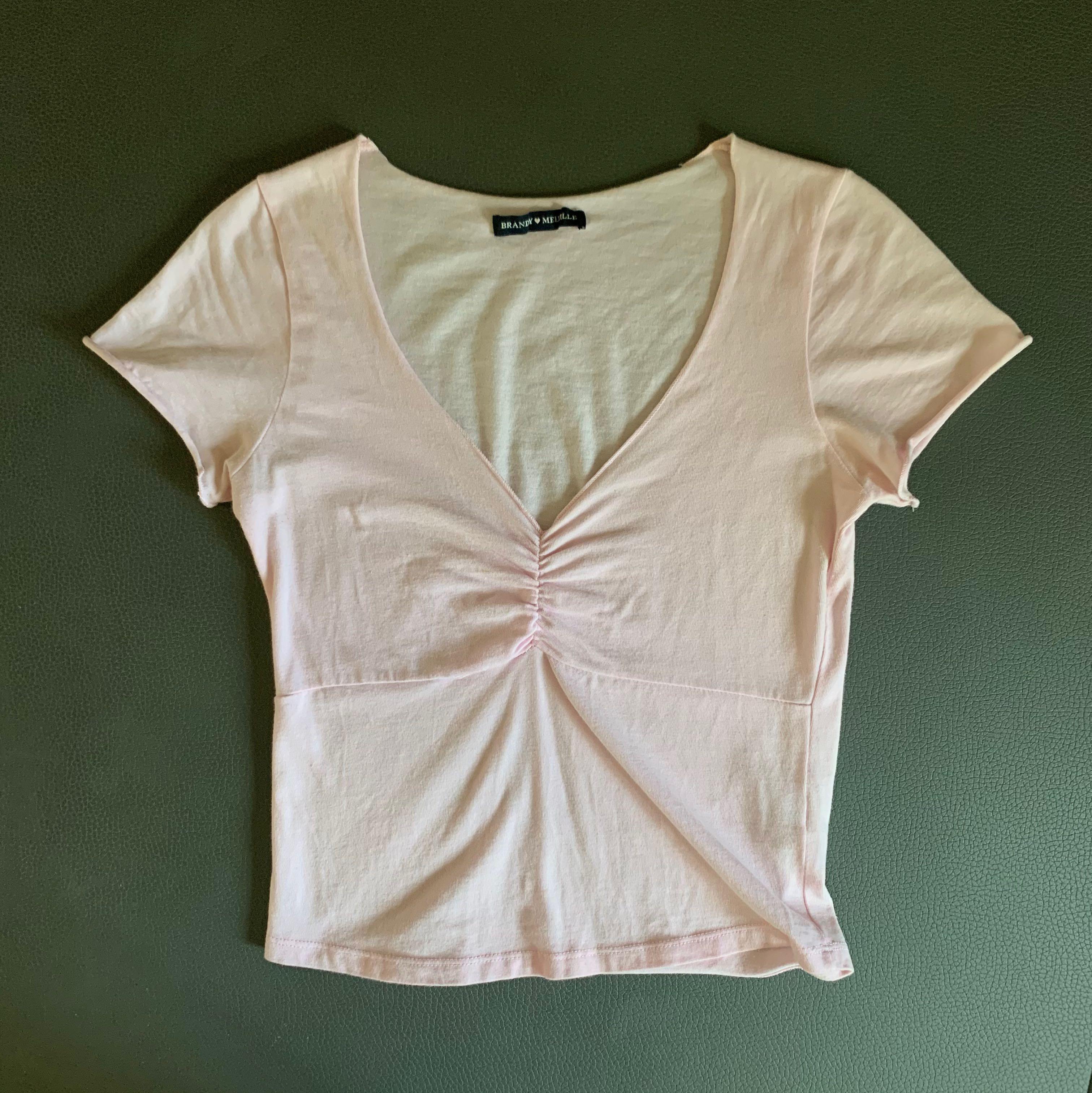 Brandy Melville Pink Gina Top Women S Fashion Clothes Tops On Carousell