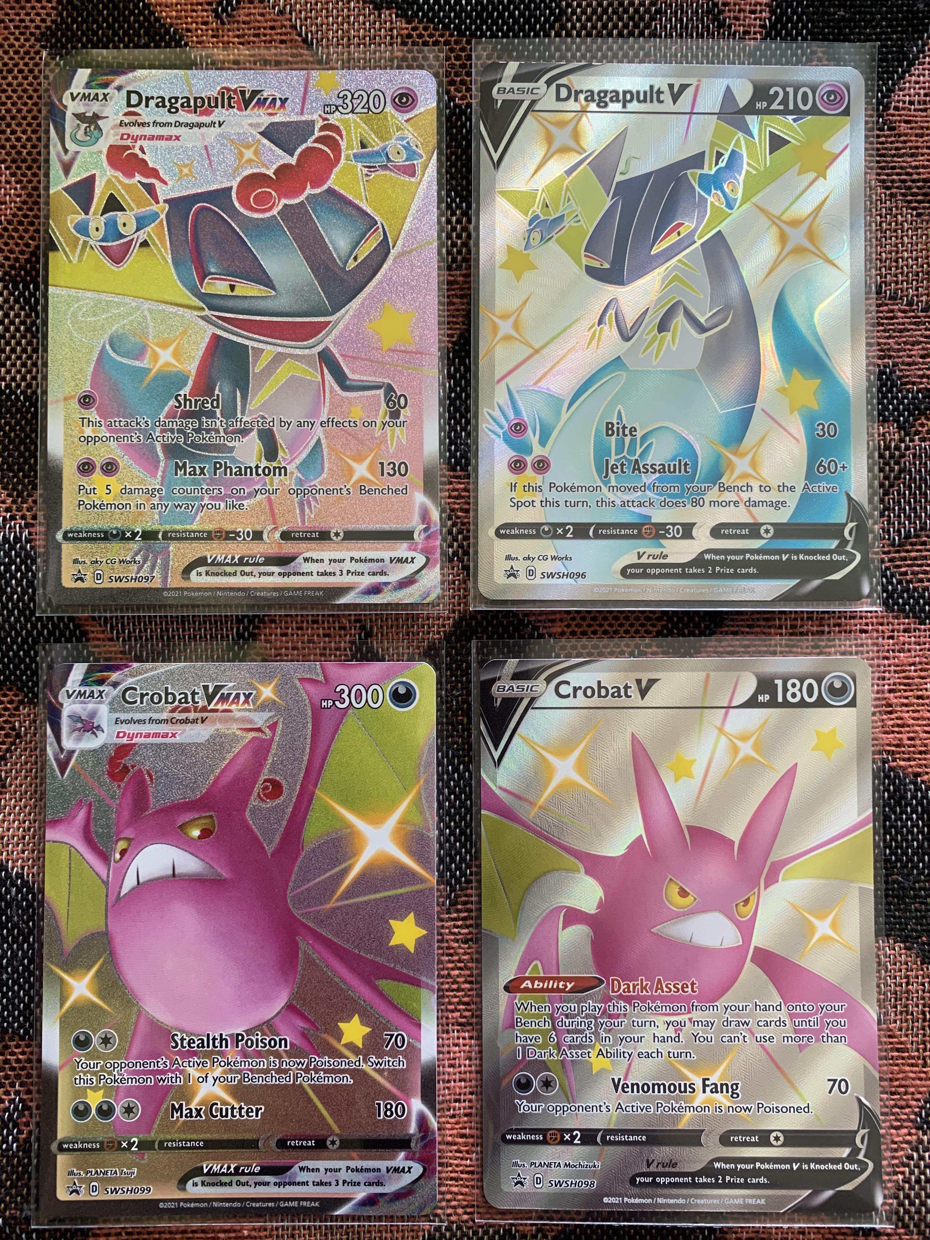 Shiny Dragapult and Shiny Crobat V & Vmax - Shining Fates🌟, Hobbies &  Toys, Toys & Games on Carousell
