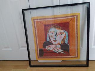 REDUCED Framed Hand-painted silk Picasso