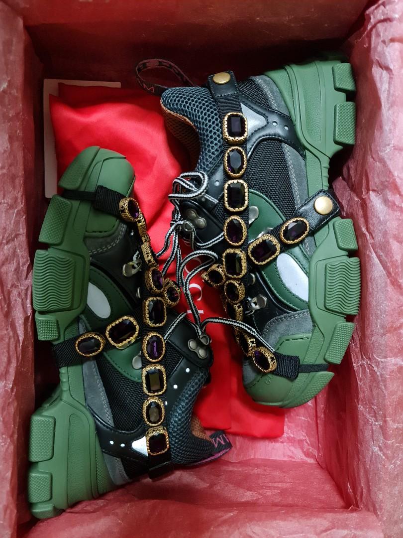 Gucci Flashtrek (Green Crystal), Luxury, Sneakers & Footwear on Carousell