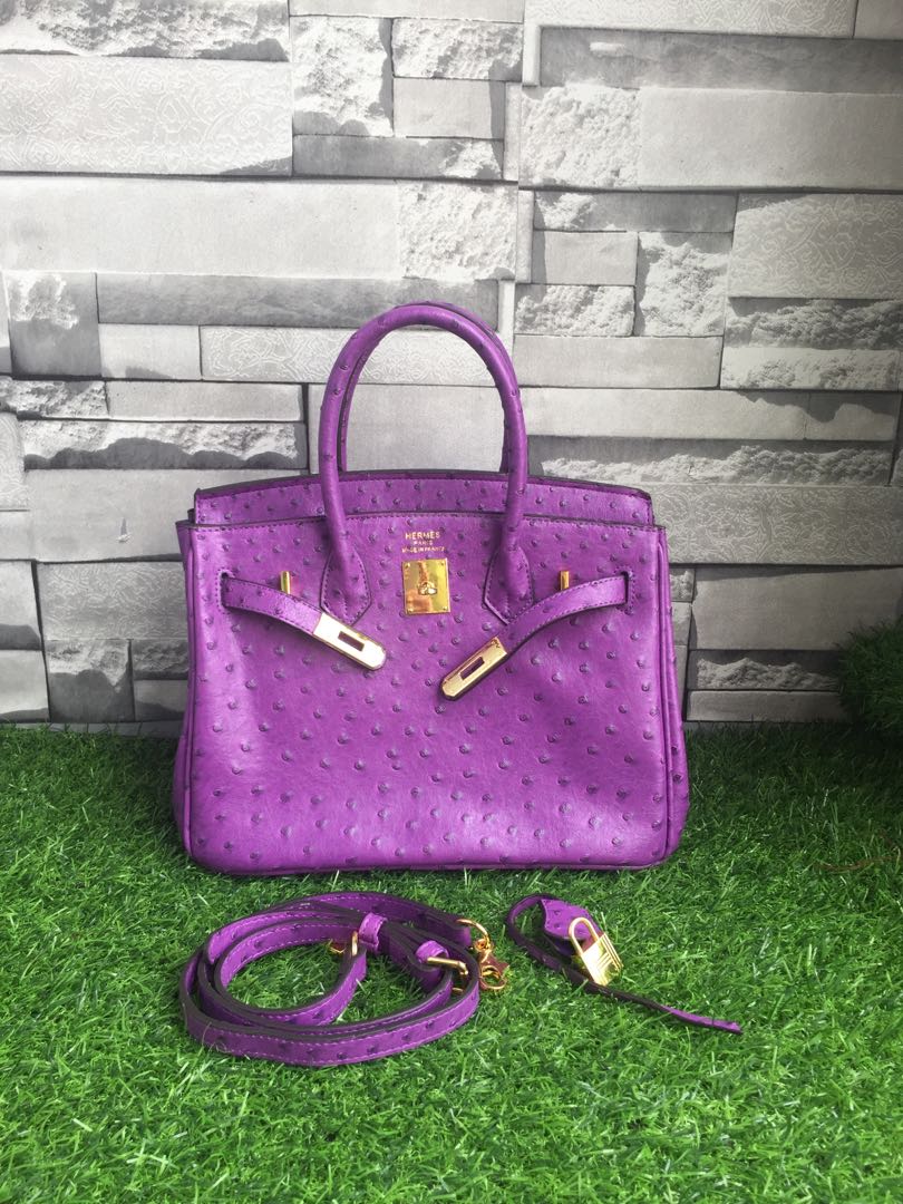 Birkin 30 ostrich handbag Hermès Purple in Ostrich - 31343289