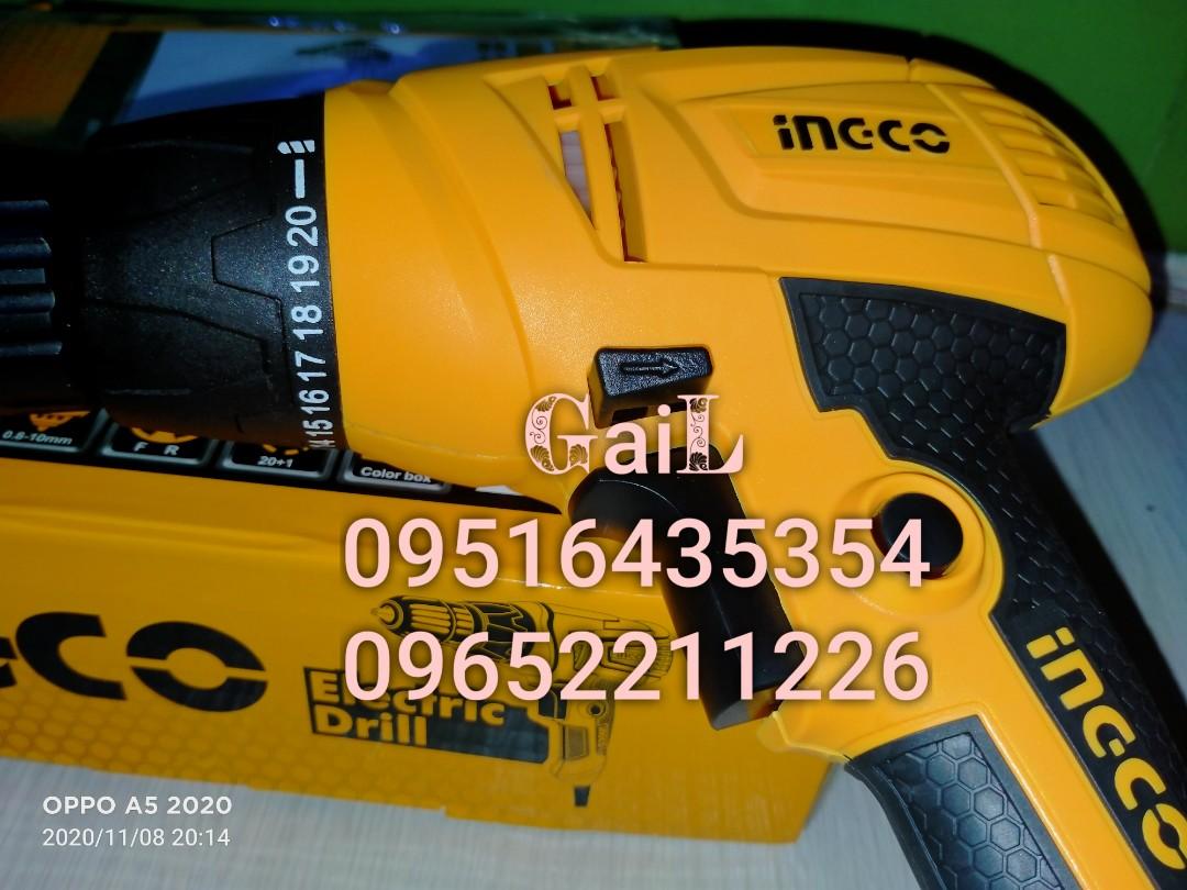 INGCO 280W Electric Hand Drill (Category: Construction Tools & Equipment) located in Caloocan City. Submitted by abieghail (Listing ID 1076964903, Image 2). Description: INGCO ED2808 Electric Hand Drill - Keyless Chuck - 10mm Keyless Chuck - 20+1 Torque Settings - 4M Cable Model: ED2808 Voltage: 220-240V~50/60Hz Input power: 280W No-load speed: 0-750rpm Max.Drilling Capacity: 10mm - With extra carbon brushes - Manual and warranty card Meet-up @Ne