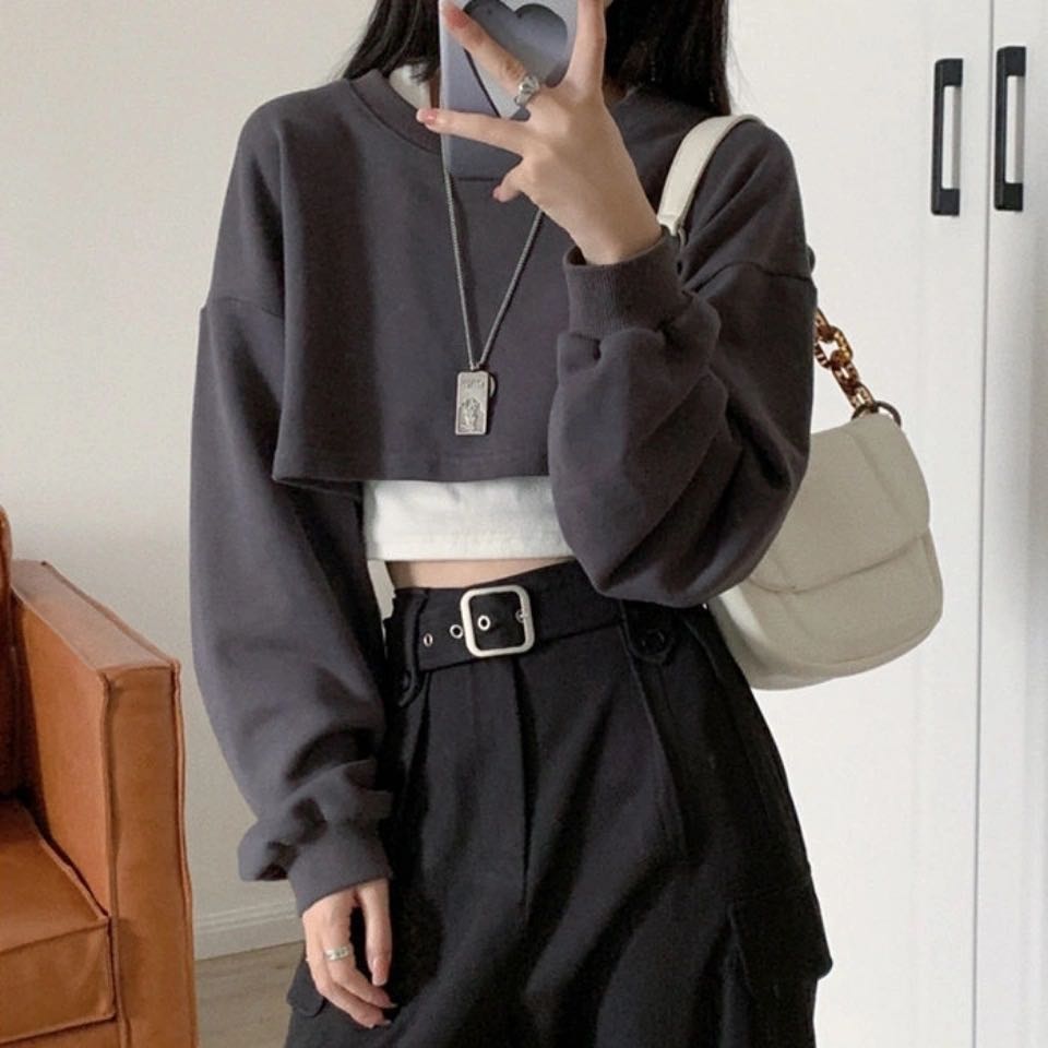 Oversize Cropped Zip Up Hoodie  Fashion korean, Crop top fashion