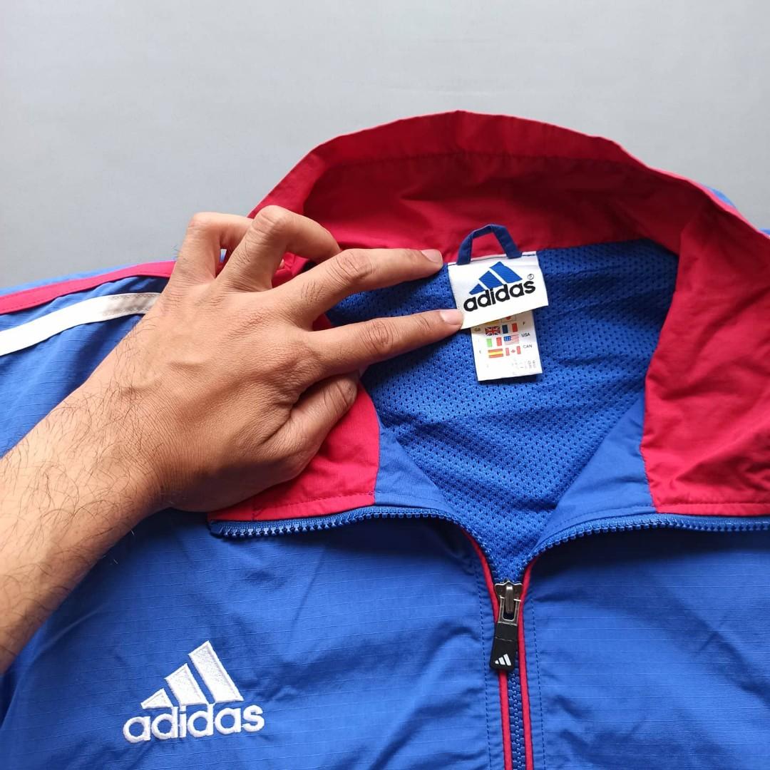 Jaket Adidas Running Vintage Colorblock, Fesyen Pria, Pakaian , Baju Luaran  di Carousell