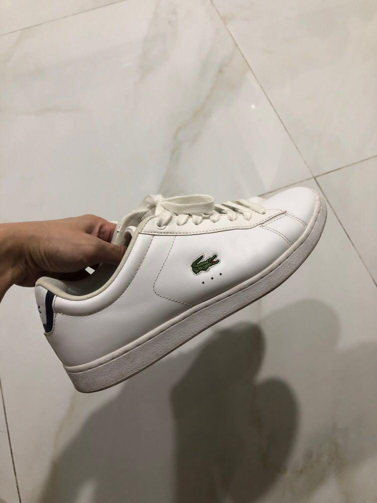 Mens lacoste white sneakers clearance