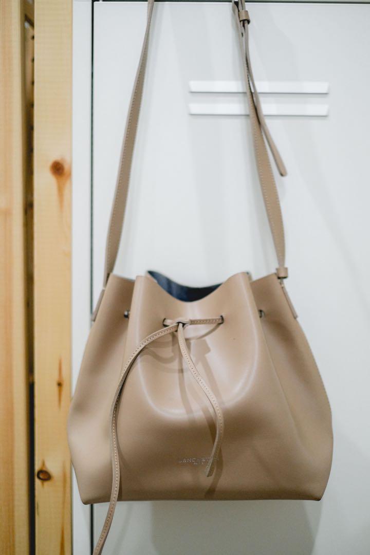 Lancaster paris matte smooth leather bucket bag online