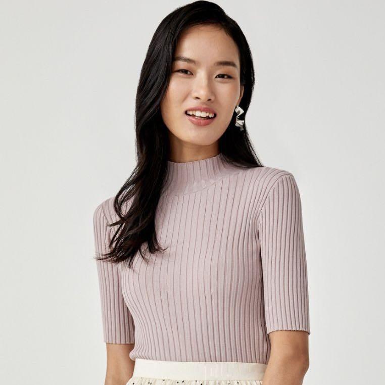 knit mock neck top