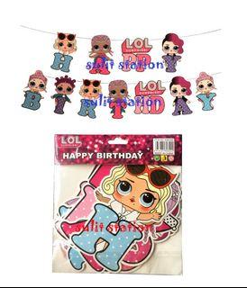 LOL SURPRISE DOLL GIRLS THEMED party HAPPY BIRTHDAY LETTER BANNER BANDERITAS favors needs supply decoration