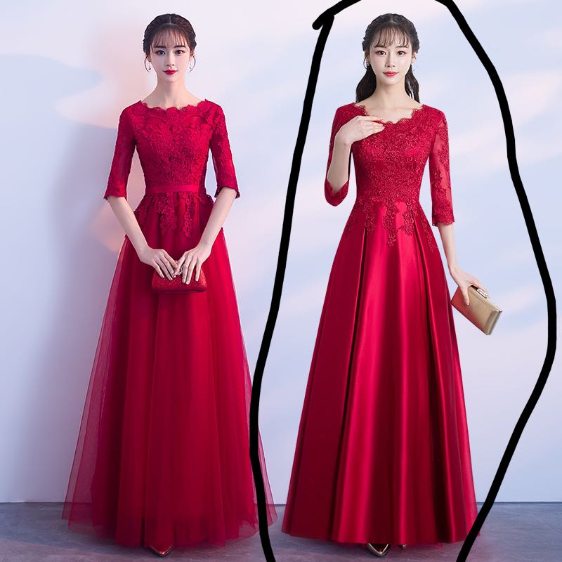 Red gown long Clearance