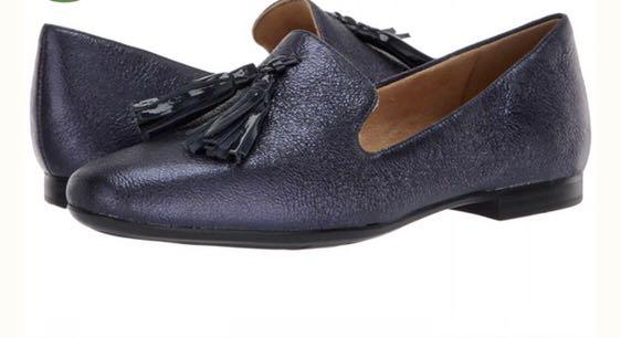 Naturalizer Womens Loafers Elly Navy Sparkle Metallic Leather