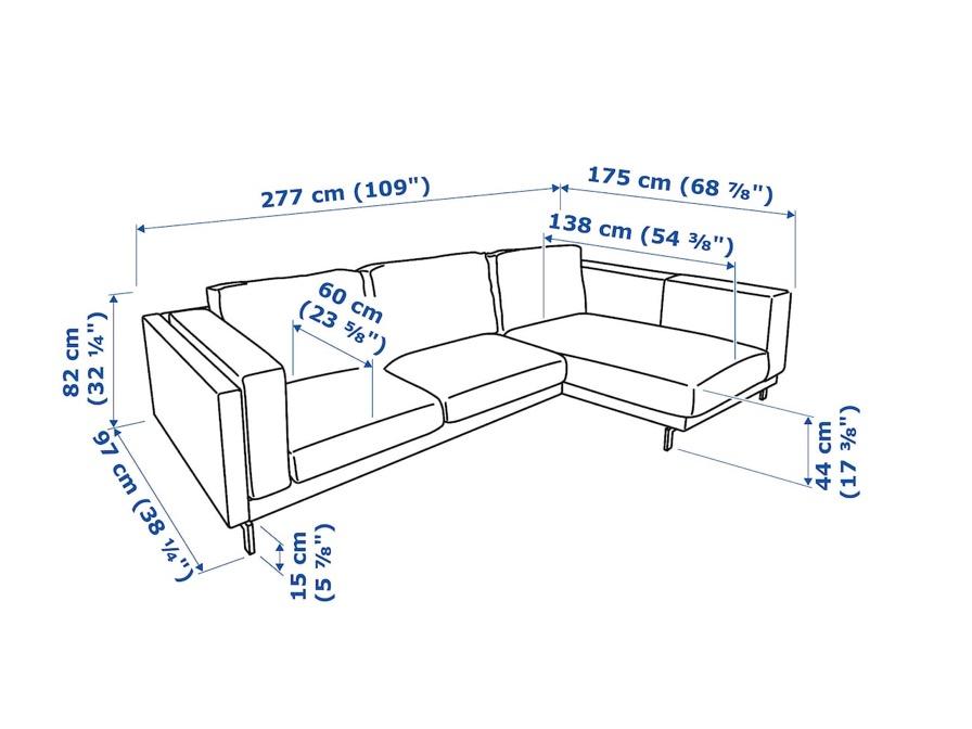 Nockeby Sofa With Chaise Dimensions