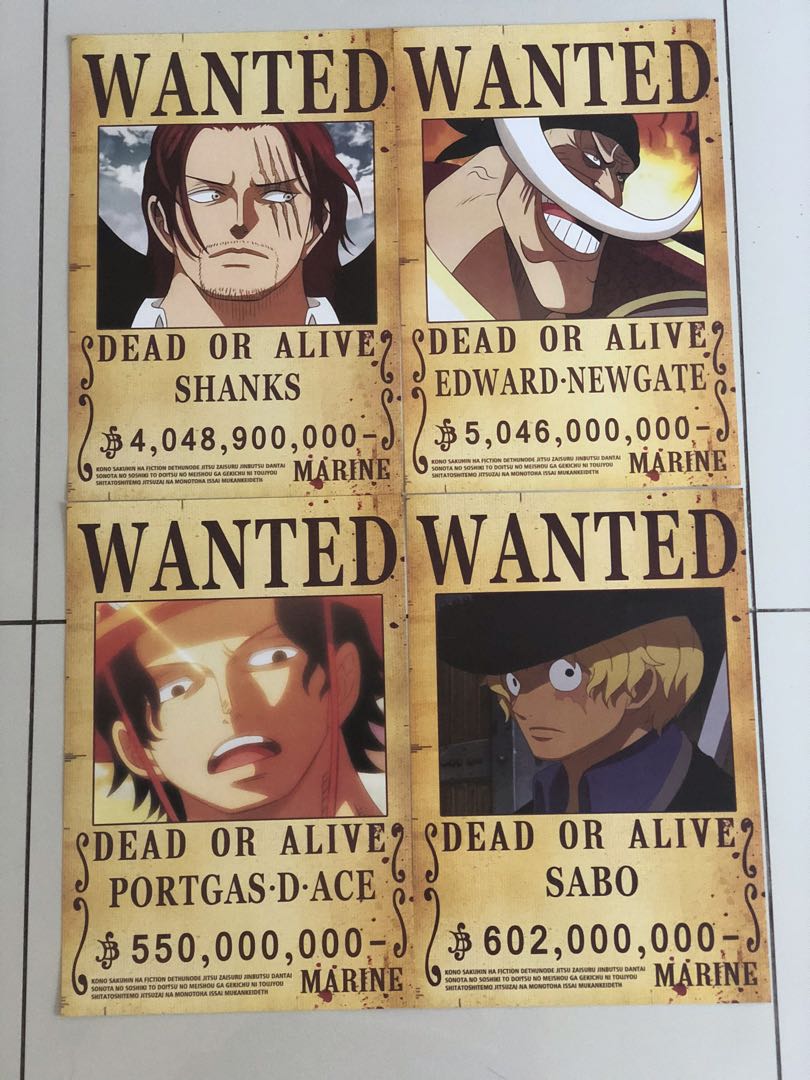 One piece poster wanted The Yonko set, Hobbies & Toys, Collectibles ...