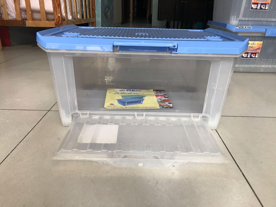 Orocan 50 Liters Storage Box Dual Access with wheels (Category: Storage Boxes & Baskets) located in Manila. Submitted by rotalie (Listing ID 1076970856, Image 2). Description: Orocan 50 Liters Storage Box Dual Access with wheels 59.5L x 45W x 30H cm Top opening Front opening Stackable Window hatch front opening that gives access to the box’s contents even when stacked Latch handles can be used with cable ties or padlocks to secure belongings #inM