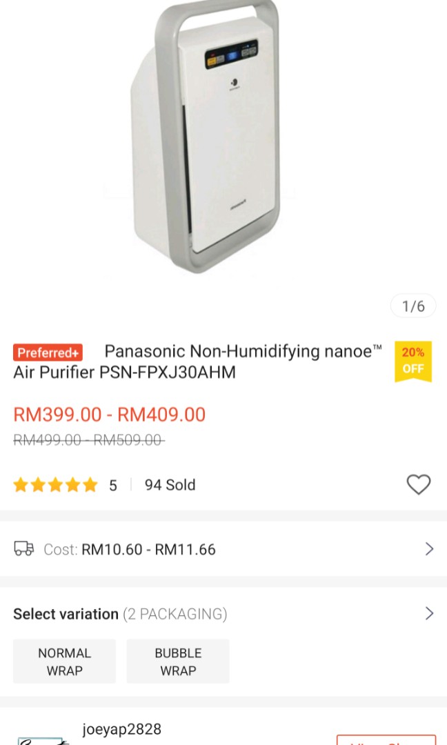 Panasonic air on sale purifier fpxj30ahm