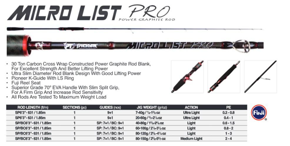 Pioneer Micro List Pro - Light Jigging Spinning Fishing Rod