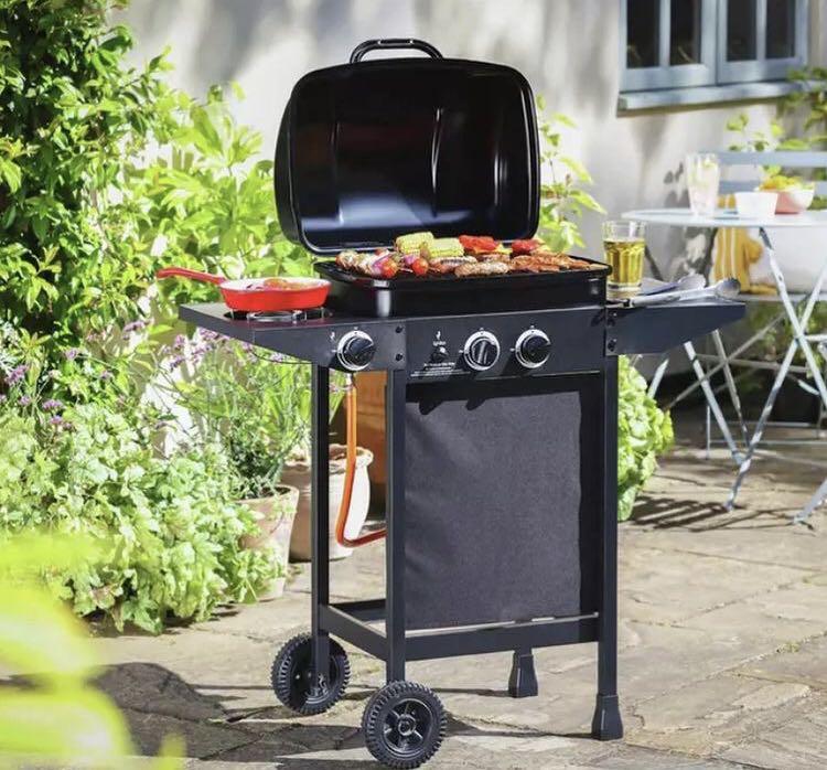 2 burner gas top bbq with side burner