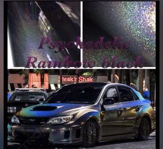 Psychedelic flip glossy vinyl wrap Black glossy rainbow effects  High Stretchable , washable , bubble free, waterproof.