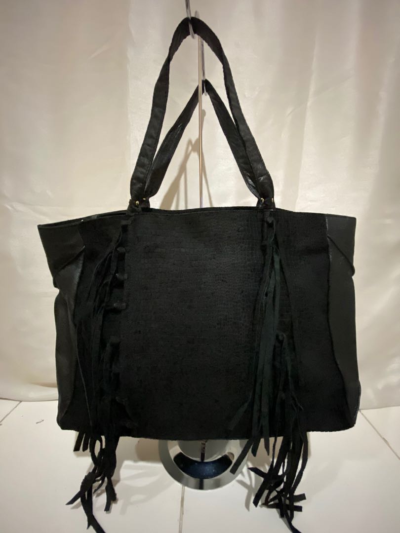 River Island Fringe Suede Leather Tote Bag Women s Fashion Bags