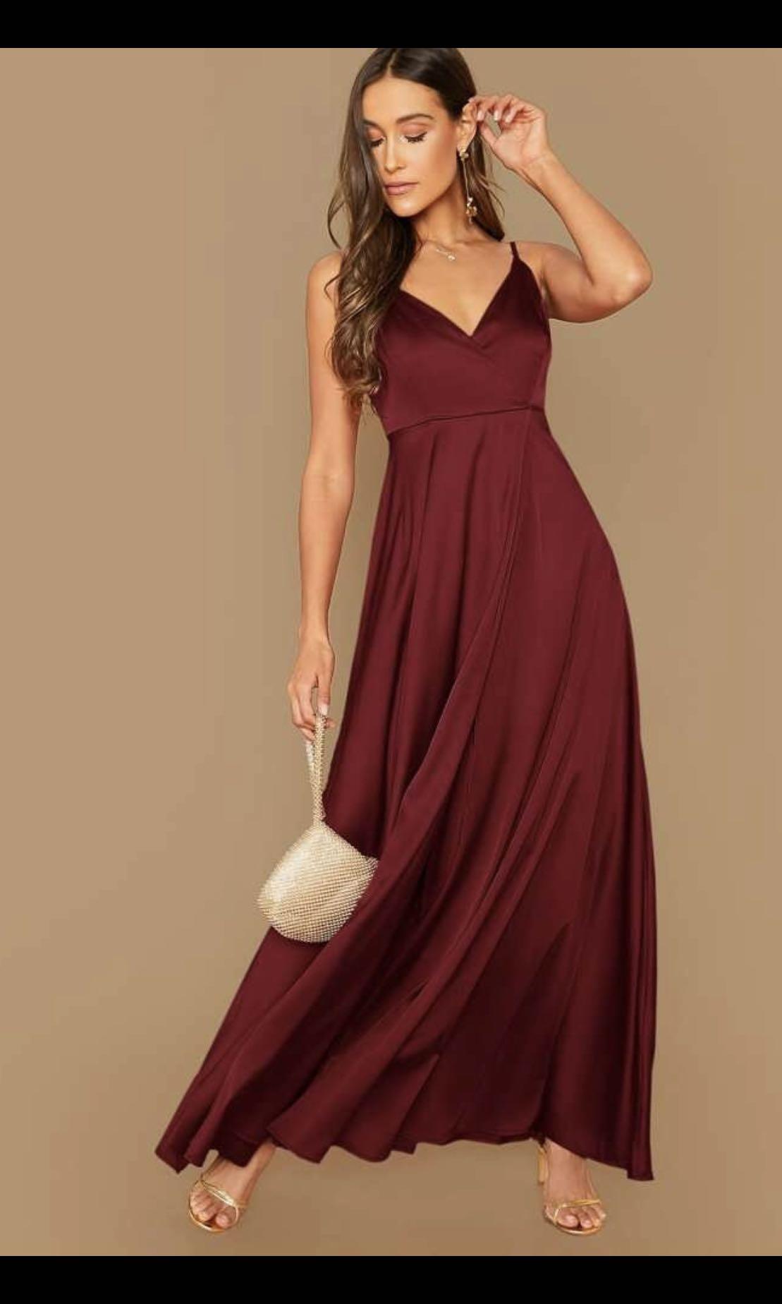 Shein surplice new arrivals wrap solid dress