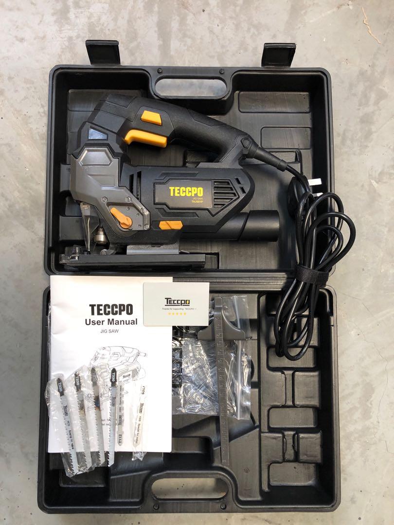 TECCPO Jigsaw, 6.5 Amp 3000 SPM Jig Saw with Laser, 6 Variable Speed, 6  Blades, &#
