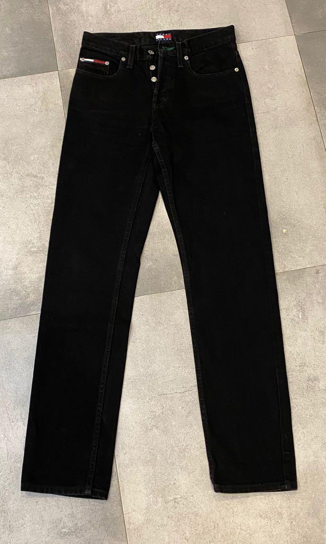 TOMMY HILFIGER 90s PANTS (Category: Trousers) located in Las Pinas. Submitted by vintcondition (Listing ID 1077015723, Image 1). Description: Vintage Tommy Hilfiger chinos/jeans in black Tappered fit Tagged size 28 Inseam 32 Complete buttons #tommyjeans #tommyhilfiger #vintage #90s .