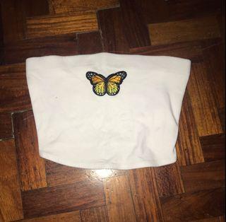 white butterfly tube top