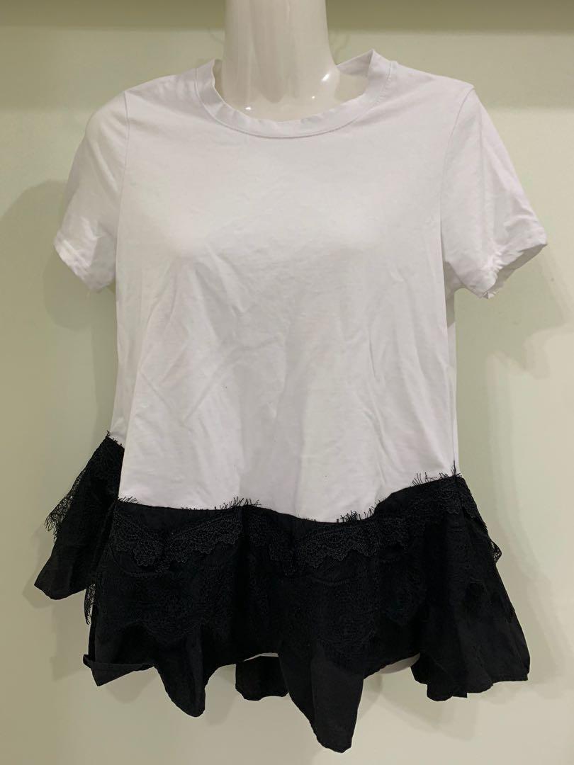 white short sleeve peplum top