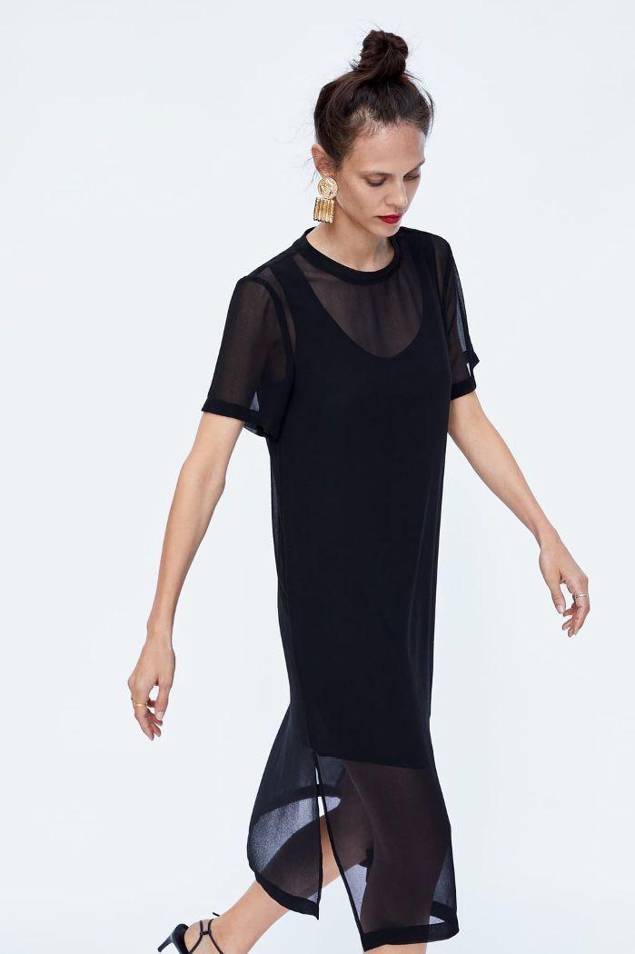 Zara black sheer hotsell dress