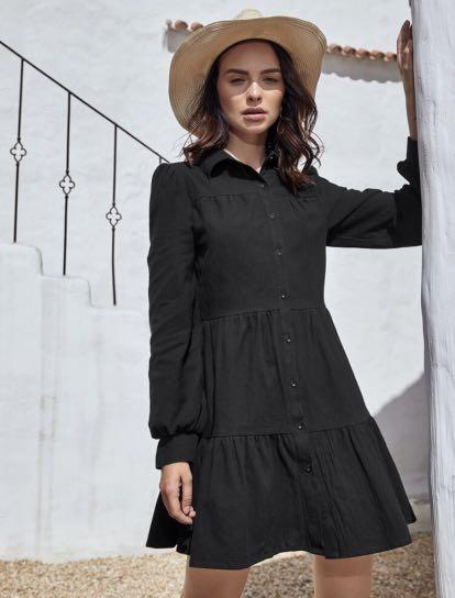 Zara black smock dress discount