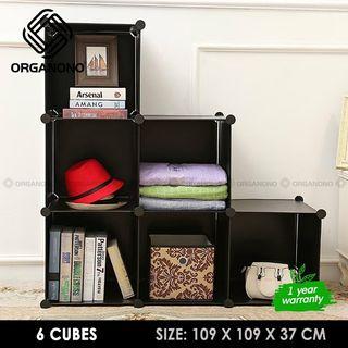 6 Cubes Minimalist Display Cabinet Multifunctional Storage Rack Easy to Assemble